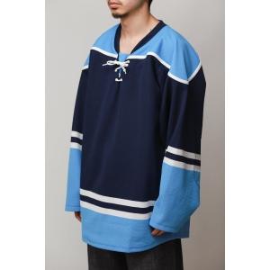 「乱痴気」 長袖Tシャツ MEDIUM ブルー メンズ