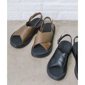 「GLOBAL WORK」 フラットサンダル MEDIUM ブラウン レディース