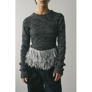 ニット セーター チュールフリンジペプラムニット レディース