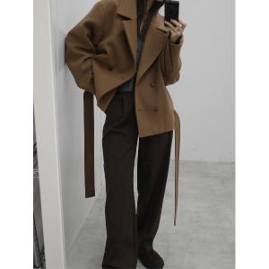 コート アウター ウールベルトショートコート レディース