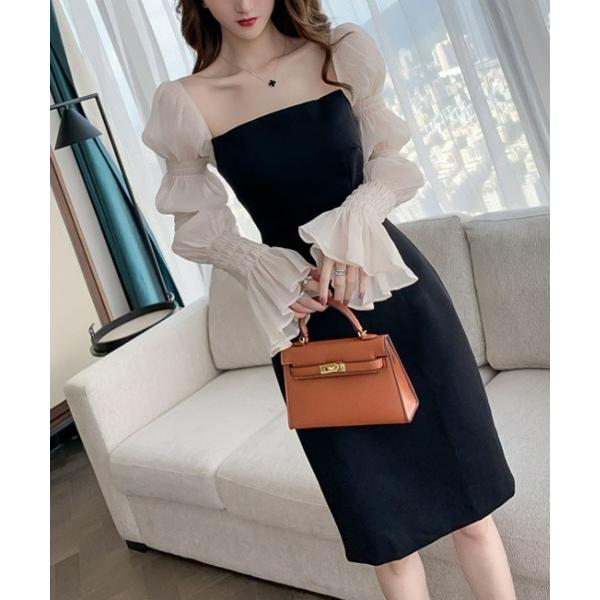 ドレス キャンディスリーブベルベットドレス