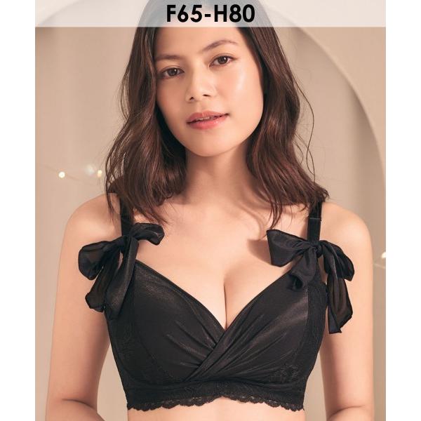 ブラジャー 「グラマーサイズ」リボン カシュクールレース脇高ブラ(R) 単品ブラジャー (FGHカッ...