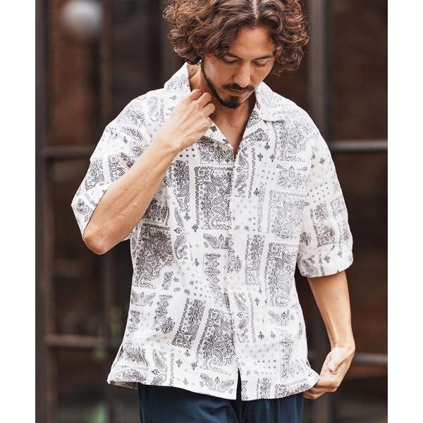 シャツ mhs2477-Bandana Pattern Open Collar Shirts シャツ...