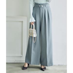 ワイドパンツ パンツ ベルト付ハイウエストワイドパンツ レディース