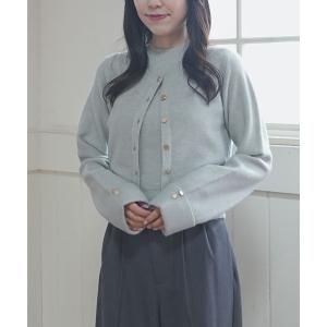 アンサンブル 金ボタンラメニットアンサンブル