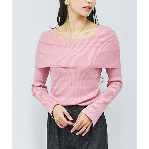 ニット セーター オフショル風リブニット レディース