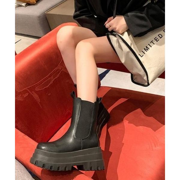 ブーツ 厚底サイドゴアブーツ レディース