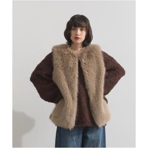 ベスト ジレ シャギーファーベスト/ベージュ レディース