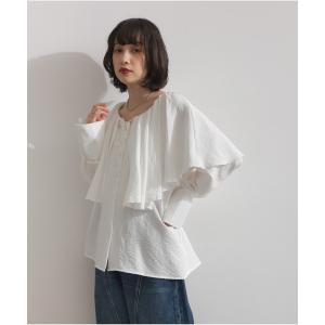 ブラウス シャツ フリルカラーシャツ/ホワイト レディース