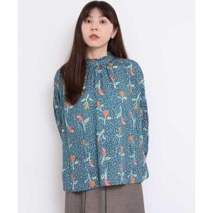 ブラウス シャツ ちぎり絵のチューリッププリントブラウス レディース