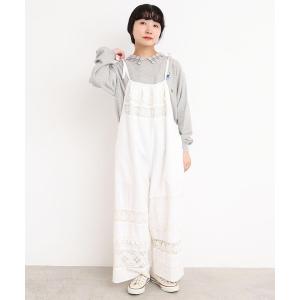 サロペット オーバーオール つぎはぎレース　パッチワークゆるつなぎ レディース