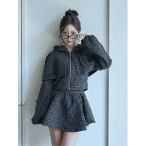 セットアップ ラメツイードパーカーセットアップ レディース