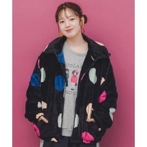 ブルゾン アウター 153735：カラフルドット柄 双面フランネルブルゾン レディース