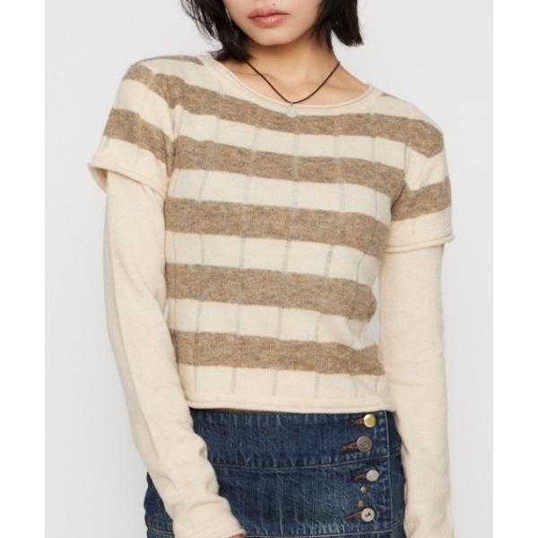 ニット セーター BORDER LAYERED LIKE トップス レディース