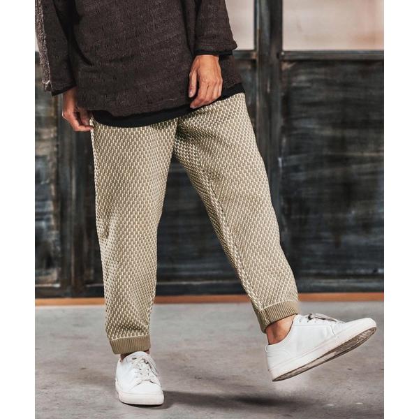 パンツ mp14454-Light yarn color scheme waffle knit pa...