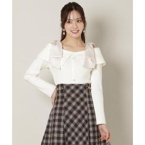 ニット セーター リボンオフショルニットプルオーバー レディース