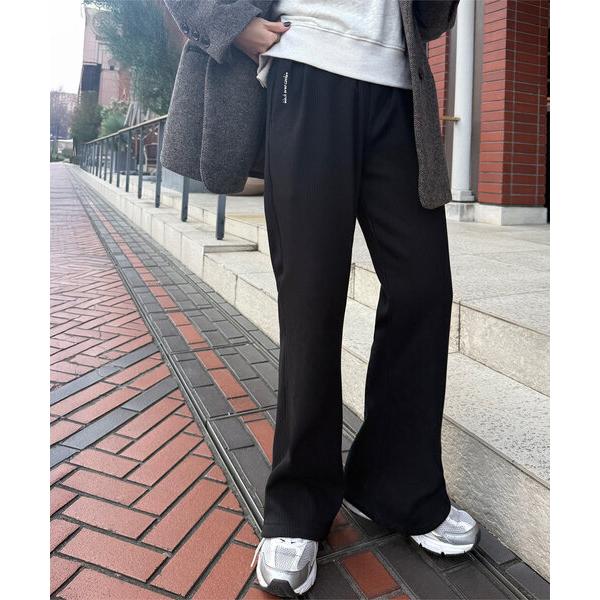 スウェットパンツ ジャージ 「 yuri.さんコラボ 」ミンク風裏起毛刺繍入りリブスウェットパンツ ...