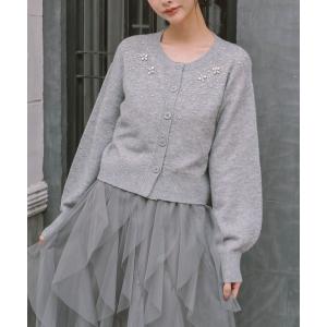 カーディガン ビジューニットカーディガン レディース