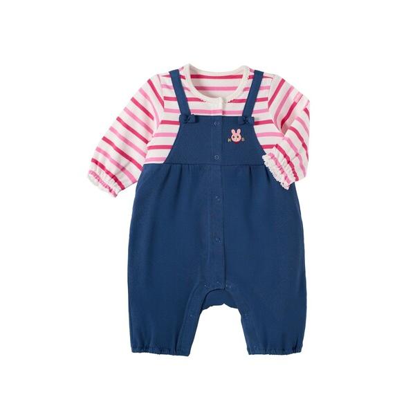 ベビー服 ロンパース オーバーオール重ね着風 7分丈カバーオール