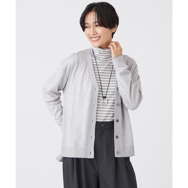 カーディガン 「ウォッシャブル」ハイゲージラインニットカーディガン レディース
