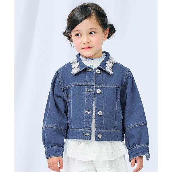 デニムジャケット アウター レースモチーフショートデニムジャケット キッズ 子供服 女の子