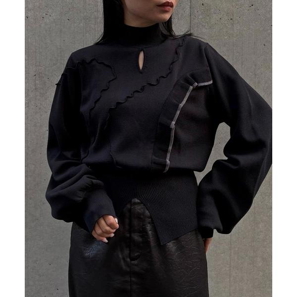 ニット セーター 「＆ｇ'aime 」メロー×ラッフルMIXニット　Lettuce-Edge  Ru...