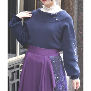 ニット セーター アステリズム刺繍ニットプルオーバー レディース
