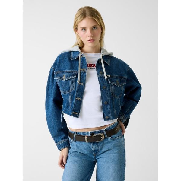 デニムジャケット gジャン GUESS JEANS Cropped Hooded Trucker デ...