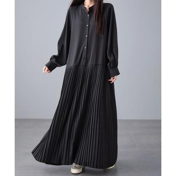 ワンピース プリーツ切替ロングワンピース