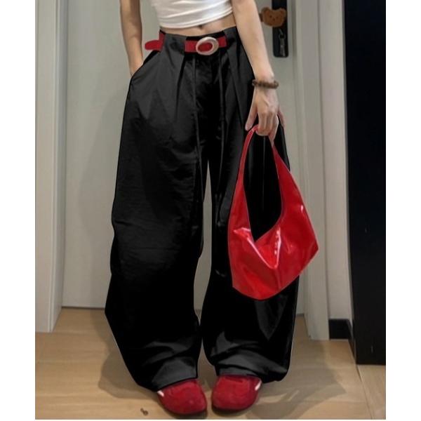 カーゴパンツ 韓国風ボリュームワイドカーゴパンツ レディース