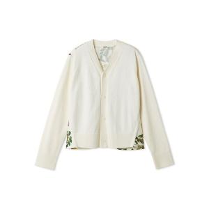 カーディガン カシミヤコットンボタニカルドッキングカーディガン レディース