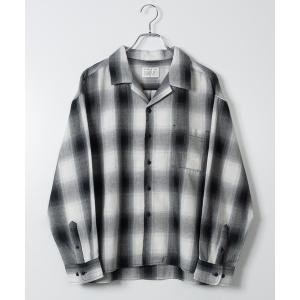 シャツ 「a」オンブレチェック ボックスシルエット オープンカラーシャツ メンズ レディース