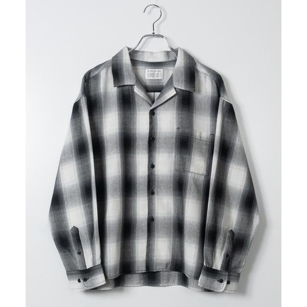シャツ 「a」ヴィンテージライク オンブレチェック ボックスシルエット オープンカラーシャツ メンズ...