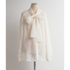 ブラウス シャツ シアーリボンタイ2WAYブラウス レディース