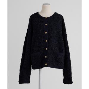 カーディガン ツイードライクニットカーディガン レディース
