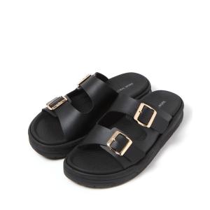 「GLOBAL WORK」 ビーチサンダル MEDIUM ブラック×ゴールド レディース