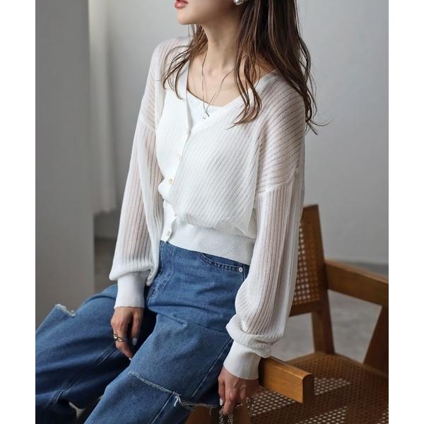 「Bonjour Sagan」 「ANDSEARCH」ニットカーディガン FREE オフホワイト レ...