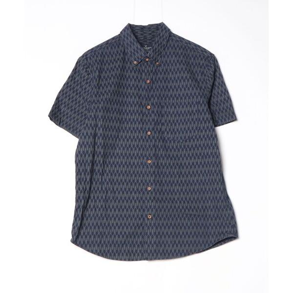 「American Eagle」 半袖シャツ M ネイビー メンズ