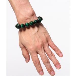 ブレスレット 「岩座」グリーンタイガーアイブレスレット/腕輪数珠 14mm玉天然石 3A メンズ