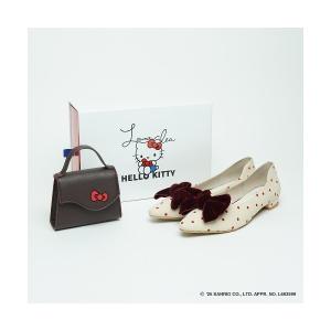 パンプス 「「ハローキティ」コラボ」リボンフラットパンプス(0460K)
