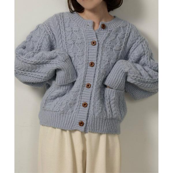 カーディガン wood button like pocket cable cardigan / ウッ...