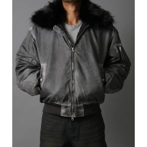 ma1 ma-1 「NYS」ヴィンテージ加工 脱着ファー 2WAYフライトジャケット ファーブルゾン メンズ レディース