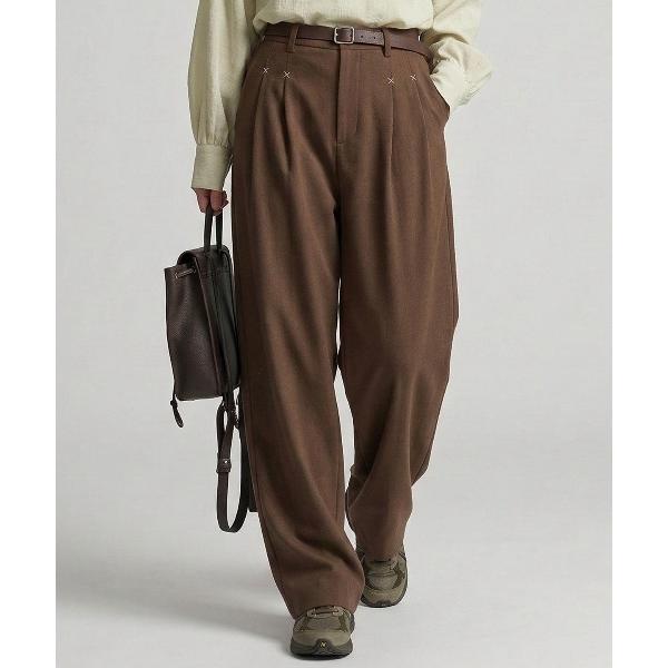 スラックス 「26春夏新作アイテム」フロントステッチデザインワイドスラックス メンズ
