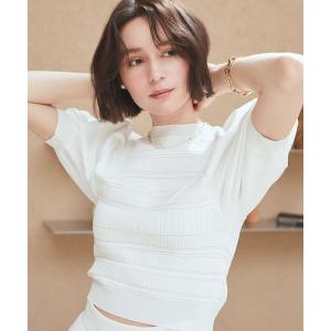 「HALUHIROINE」 半袖ニット FREE ホワイト レディース
