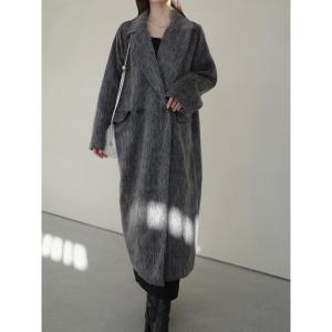 ジャケット テーラードジャケット シャギーチェスターコート / グレー レディース