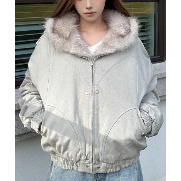 ダウンコート ダウンジャケット Faux Fur Padded Jacket / 中綿入り マウンテ...