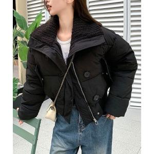 ダウンコート ダウンジャケット 「CANVAS＋」ビッグ衿クロップド丈中綿ブルゾン レディース