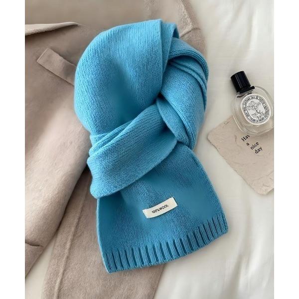 マフラー ストール ウール100％　ニットマフラー レディース