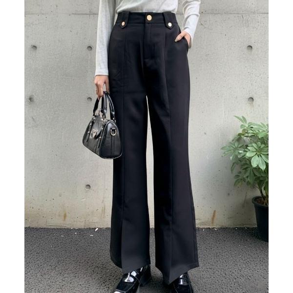 スラックス パンツ 「26年春夏新作」美脚ラインハイウエストスリット フレアパンツ　「美脚ボトム」　...