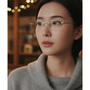 伊達メガネ メガネ 眼鏡 「A.FLORE/アフローレ」 ブルーライトカット リムレス メガネ レディース メンズ